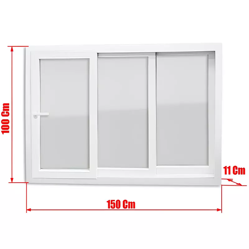 Janela de PVC Branco Vitro de Correr 3 Folhas Móveis de Vidros e Fech - 4