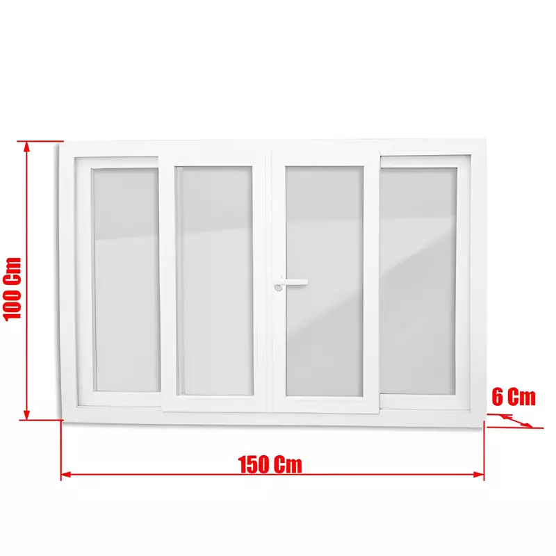 Janela de PVC Branco Vitro de Correr 4 Folhas de Vidros e Fechadura Se - 4
