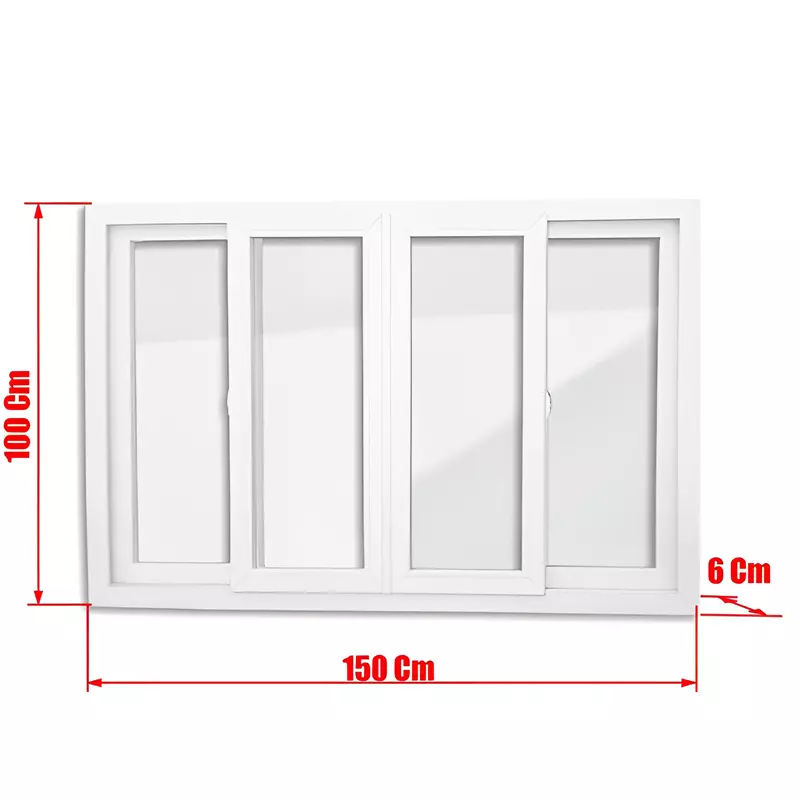 Janela de PVC Branco Vitro de Correr 4 Folhas de Vidros Sem Grade Brim - 4