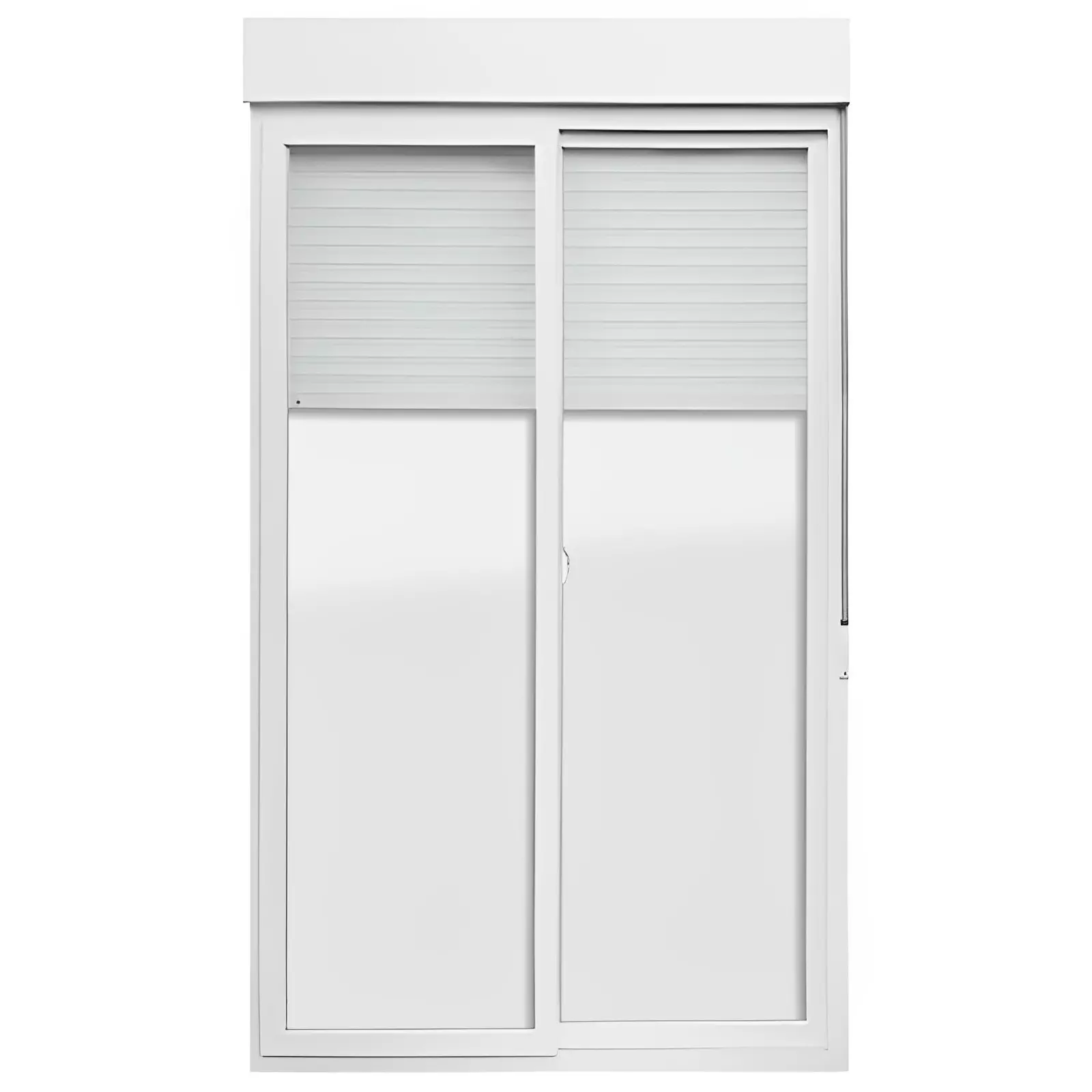 Porta Balcão de Correr de PVC Branco 2 Folhas Móveis Com Persiana Integrada Brimak Esquadrias Linha Itec