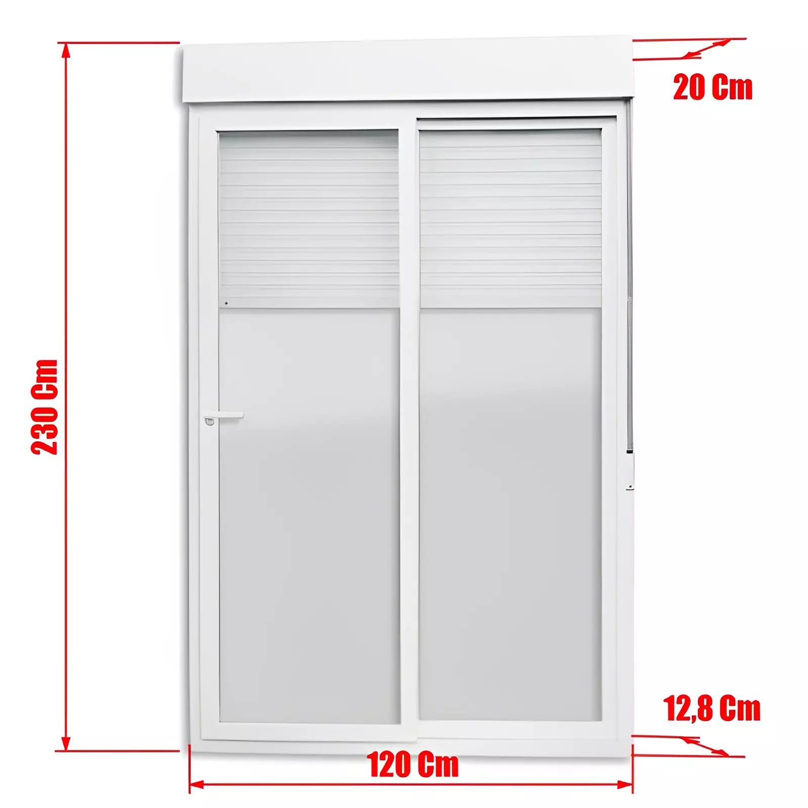 Porta Balcão de Correr de PVC Branco 2 Folhas Móveis Com Persiana In - 4