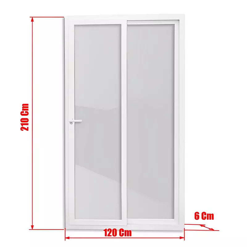 Porta Balcão de Correr de PVC Branco 2 Folhas Móveis e Fechadura Bri - 6
