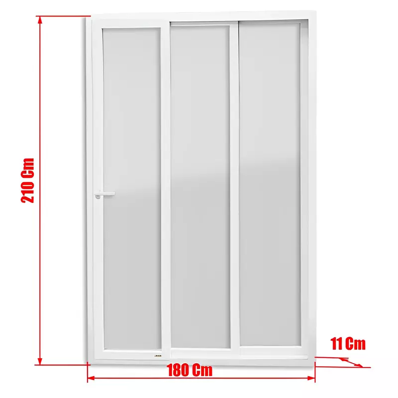 Porta Balcão de Correr de PVC Branco 3 Folhas Móveis de Vidros  e Fe - 6