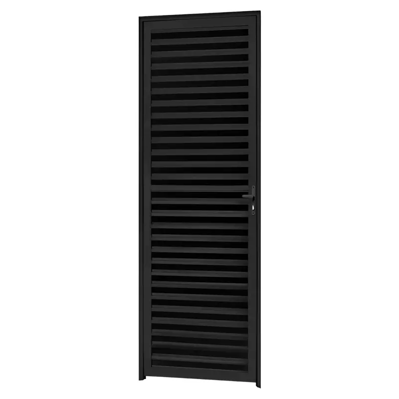 Porta de Alumínio Preto de Veneziana Brimak Esquadrias Linha L 25 - 1