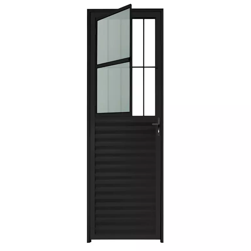 Porta de Alumínio Preto Social Para Sala Brimak Esquadrias Linha L 25 - 1