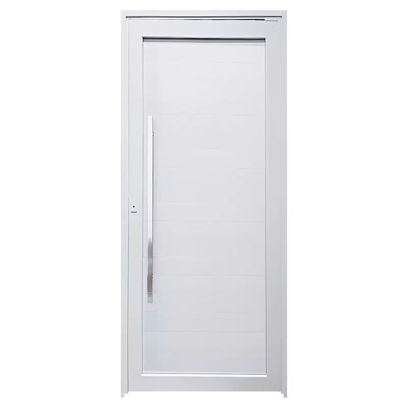 Porta Pivotante de PVC Branco Lambril com Puxador Brimak Esquadrias Linha Tecplus100