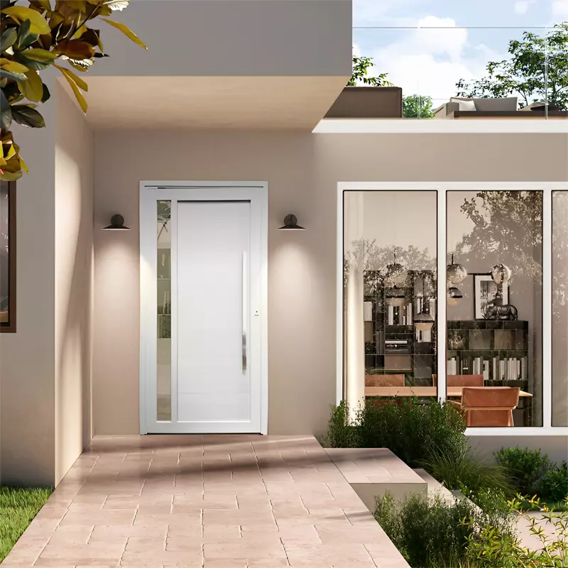 Porta Pivotante de PVC Branco Visione com Puxador Brimak Esquadrias Li - 5
