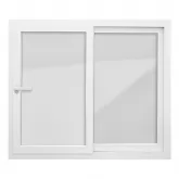 Janela de PVC Branco Vitro de Correr 2 Folhas Móveis e Fechadura Sem Grade Brimak Esquadrias Linha Itec