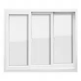 Janela de PVC Branco Vitro de Correr 3 Folhas Móveis de Vidros Sem Grade Brimak Esquadrias Linha Itec