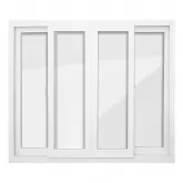 Janela de PVC Branco Vitro de Correr 4 Folhas de Vidros Sem Grade Brimak Esquadrias Linha Itec