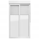 Porta Balcão de Correr de PVC Branco 2 Folhas Móveis Com Persiana Integrada Brimak Esquadrias Linha Itec