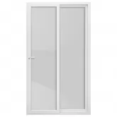 Porta Balcão de Correr de PVC Branco 2 Folhas Móveis e Fechadura Brimak Esquadrias Linha Itec