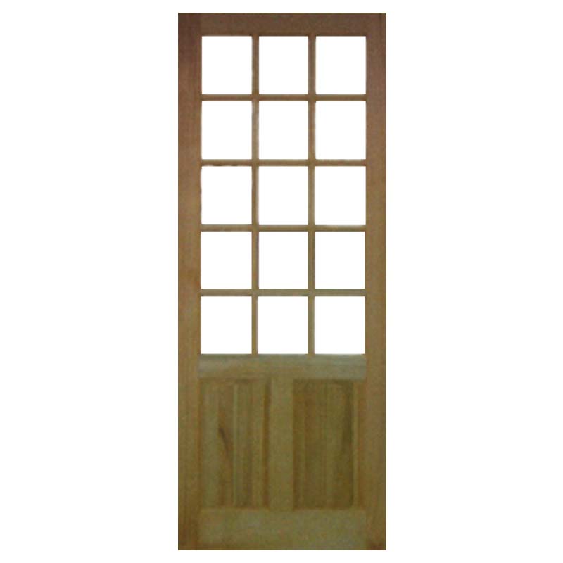 Porta de Madeira Maciça 2 Almofadas Para 15 Vidros Casmavi de Cedro Arana - 2.10 (A) X 0.62 (L)