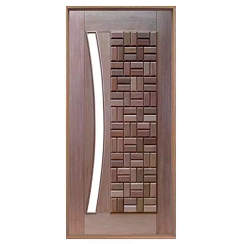 Porta Pivotante Clássica Vidro Em Arco de Madeira Maciça Reto de Cedro Arana Batentes de 14 CM Casmavi