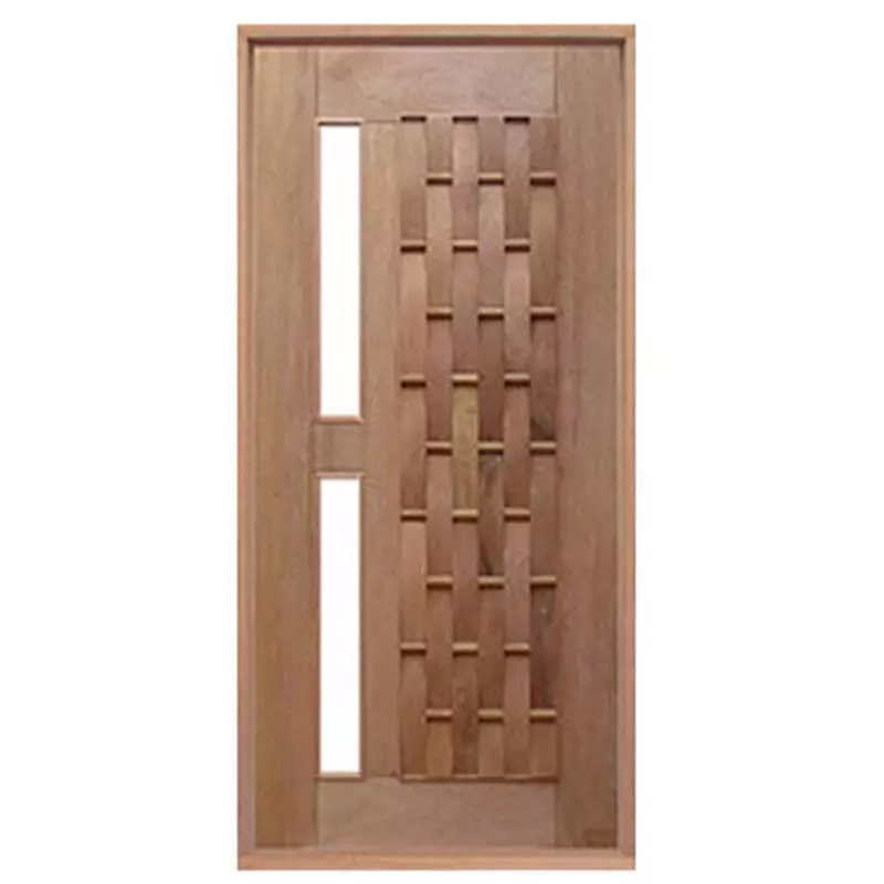 Porta Pivotante Couro Longo Para Vidro de Madeira Maciça Reto de Cedro Arana Batentes de 14 CM Casmavi