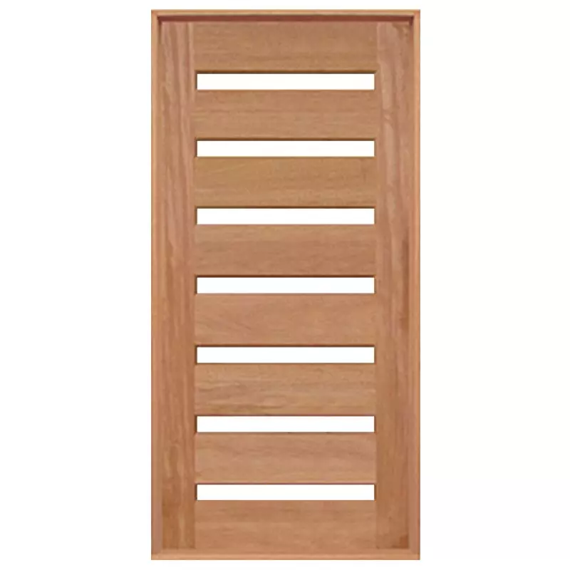 Porta Pivotante Para 7 Vidros de Madeira Maciça Reto de Cedro Arana Batentes de 14 CM Casmavi