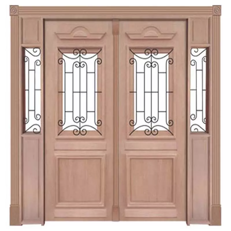 Portal Duplo de Abrir Realeza Com Grade 001 Madeira Maciça Reto de Cedro Arana Batentes de 14 CM Casmavi