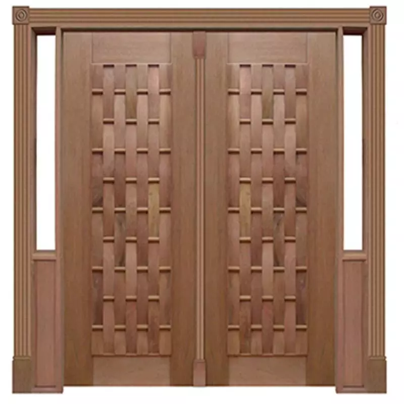 Portal Duplo Pivotante Madeira Maciça Cedro Arana Couro Longo 110 Casmavi