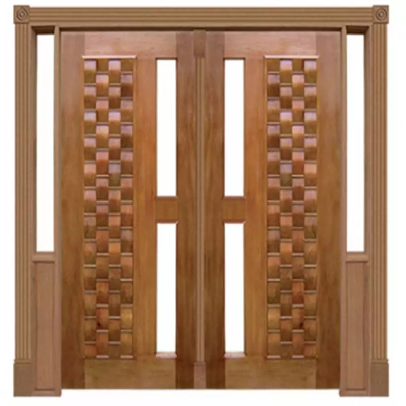 Portal Duplo Pivotante Madeira Maciça Cedro Arana Couro Para Vidro 060 Casmavi