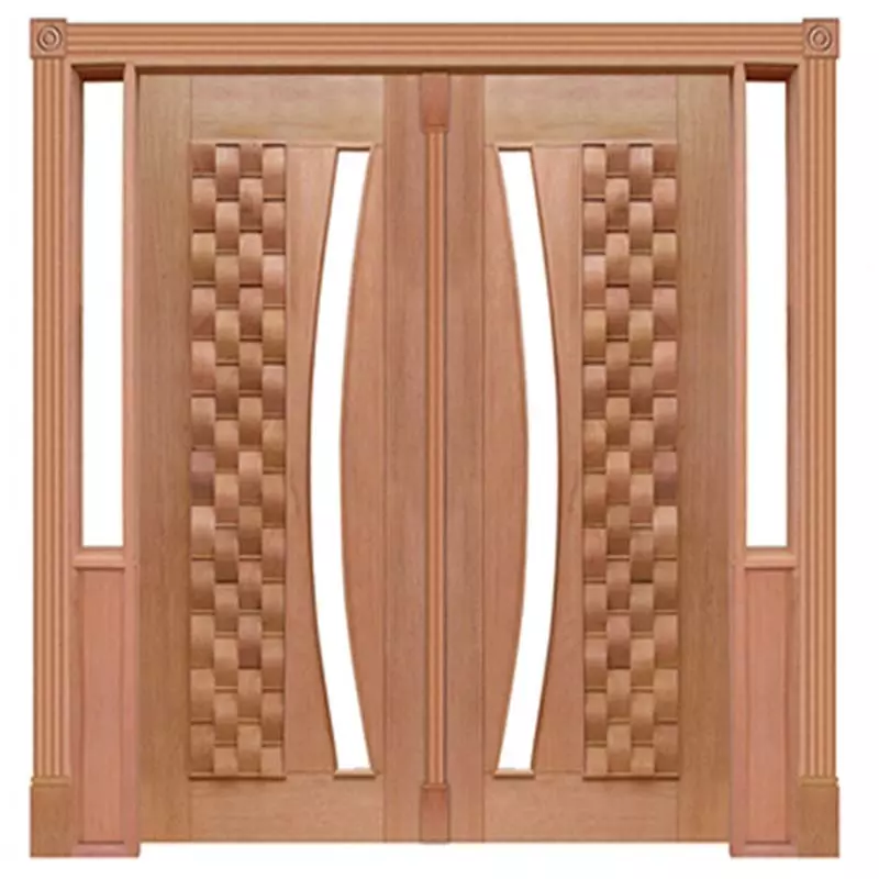 Portal Duplo Pivotante Madeira Maciça Cedro Arana Couro Para Vidro Em Arco 055 Casmavi