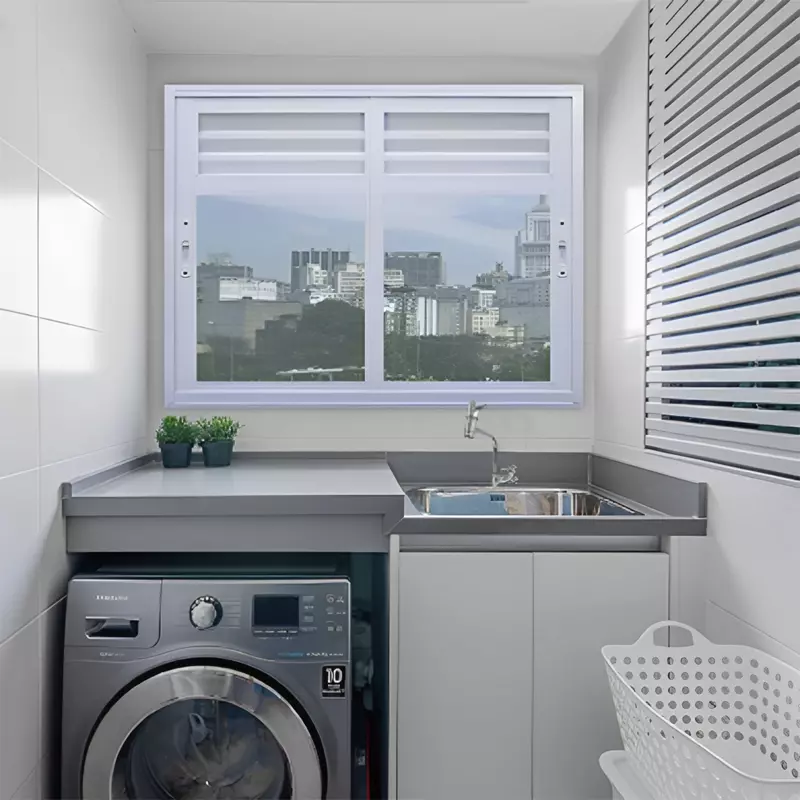 Janela de Alumínio Branco Vitro de Correr 2 Folhas Móveis Com Ventil - 1