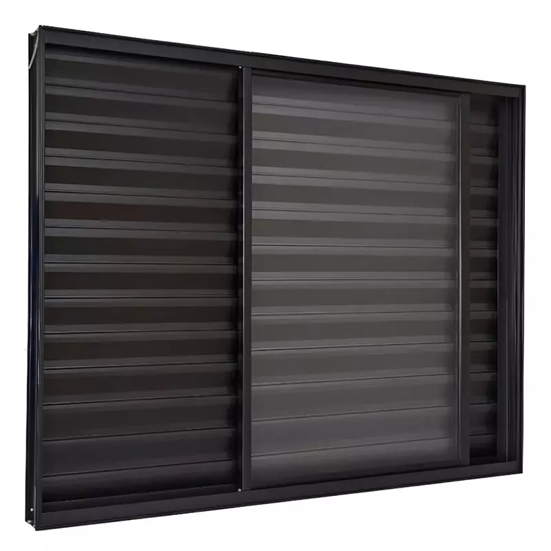 Janela de Alumínio Preto Veneziana de Correr 3 Folhas Sem Grade CMC E - 0