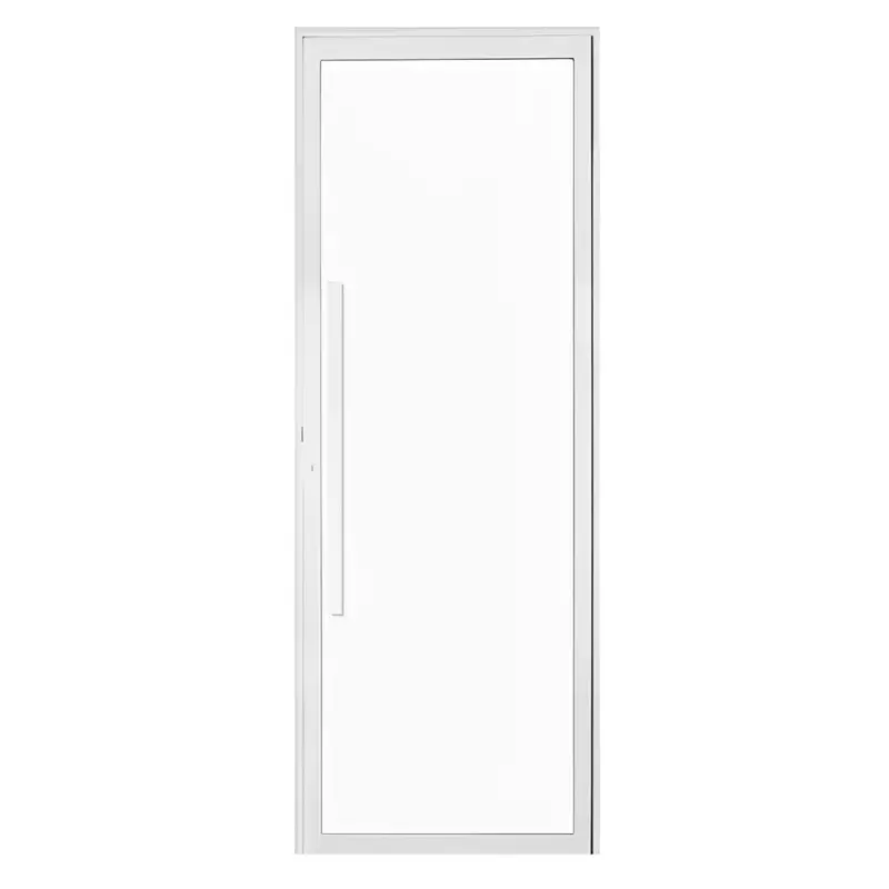 Porta de Alumínio Branco Com Vidro Inteiro 8mm e Puxador CMC Esquadri - 0