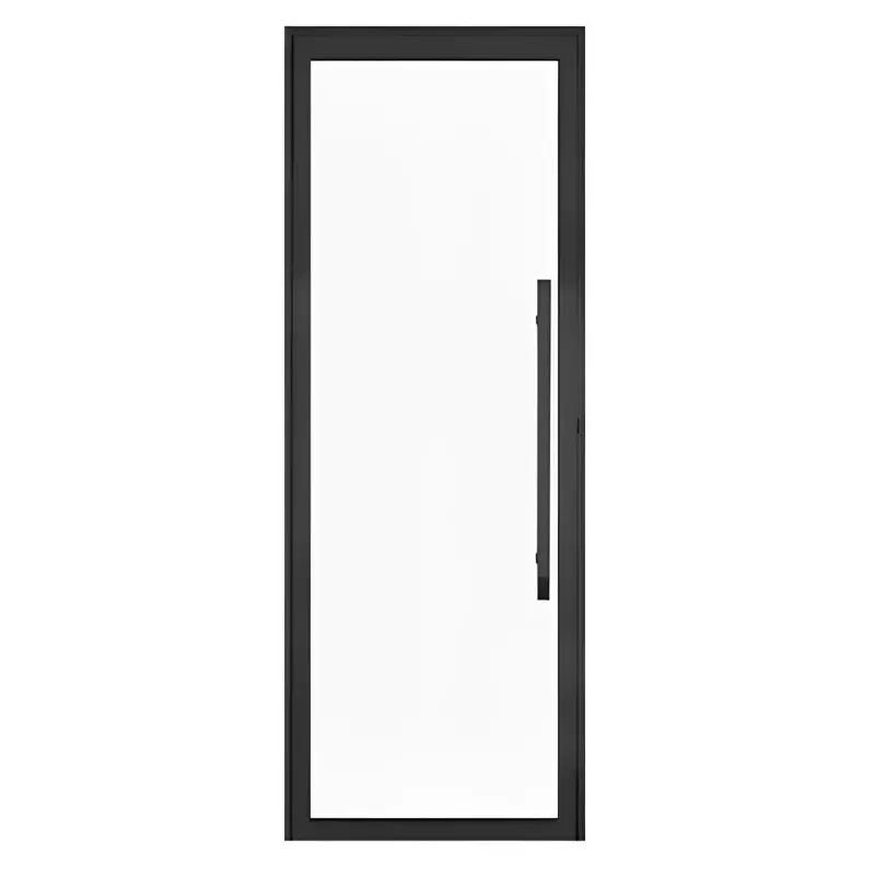 Porta de Alumínio Preto Com Vidro Inteiro 8mm e Puxador CMC Esquadria - 1
