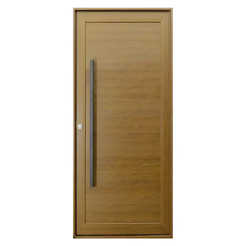 Porta Pivotante de Alumínio Madeirada  Com Puxador CMC Esquadrias Lin - 0