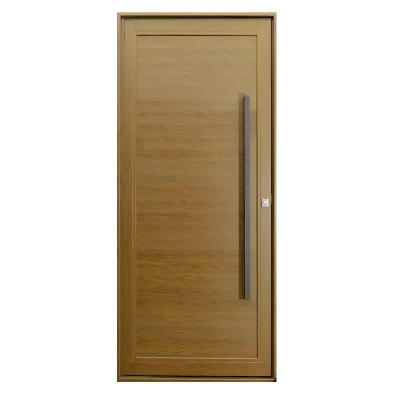 Porta Pivotante de Alumínio Madeirada  Com Puxador CMC Esquadrias Lin - 1