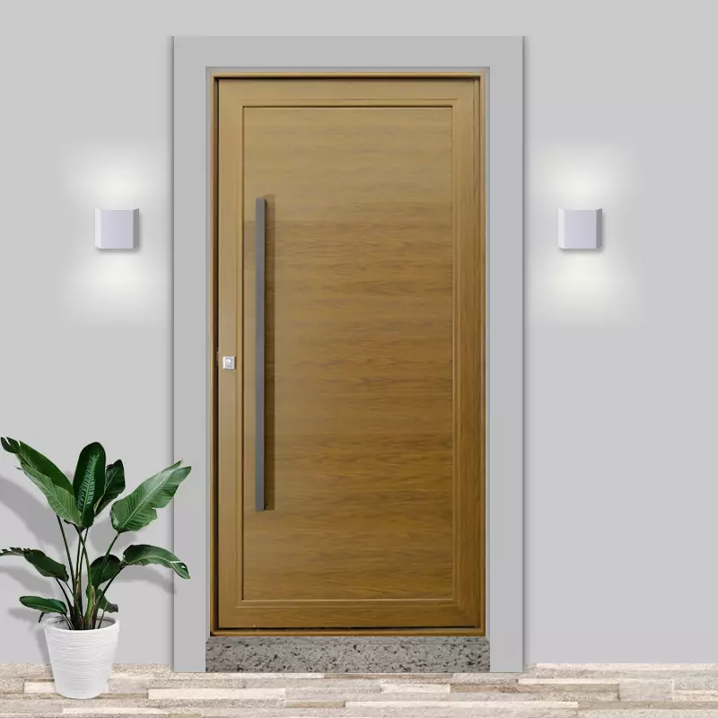 Porta Pivotante de Alumínio Madeirada  Com Puxador CMC Esquadrias Lin - 2