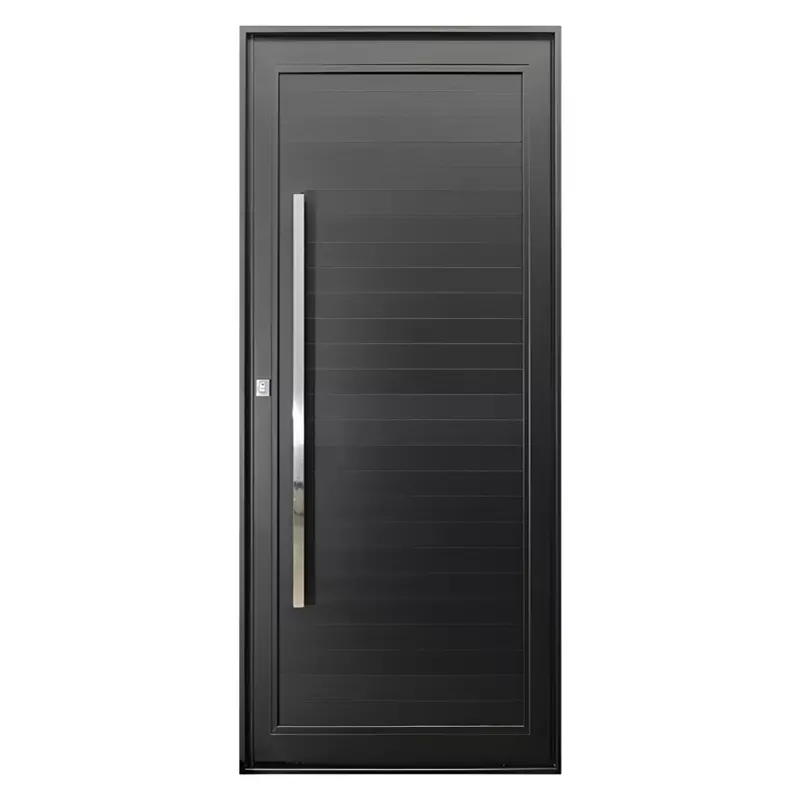 Porta Pivotante de Alumínio Preto Com Puxador CMC Esquadrias Linha Pr - 0