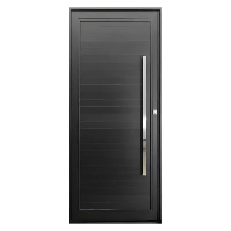 Porta Pivotante de Alumínio Preto Com Puxador CMC Esquadrias Linha Pr - 1