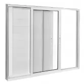 Janela de Alumínio Branco Veneziana Lambril de Correr 3 Folhas Móveis CMC Esquadrias Classic