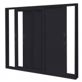 Janela de Alumínio Preto Veneziana Lambril de Correr 6 Folhas Sem Grade CMC Esquadrias Linha Classic