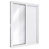 Porta Balcão de Correr com Veneziana de Alumínio Branco 3 Folhas Móveis CMC Linha Classic-210AX120L