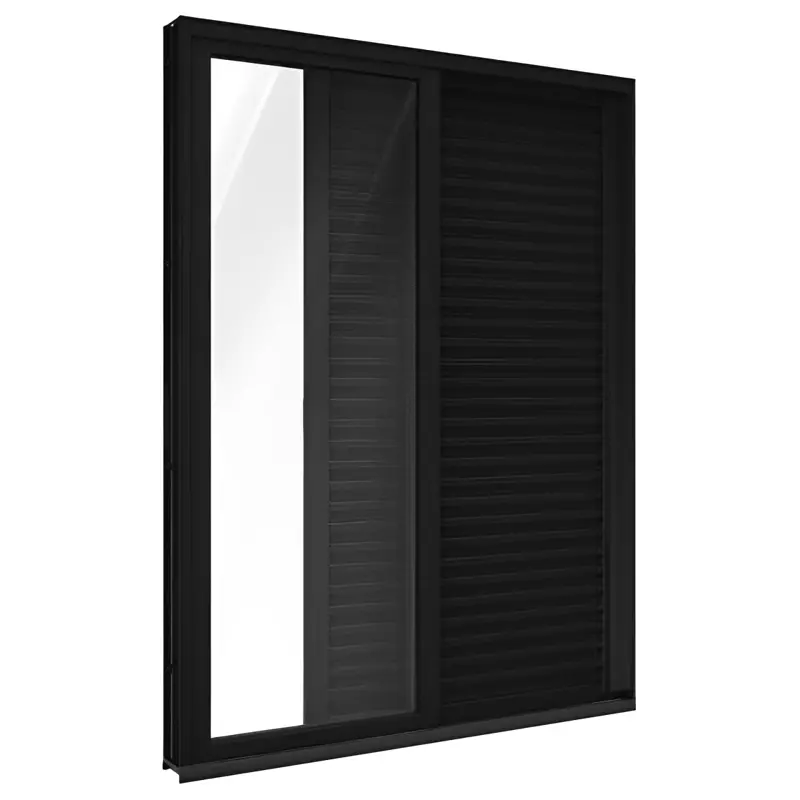 Porta Balcão de Correr com Veneziana de Alumínio Preto 3 Folhas Móv - 0