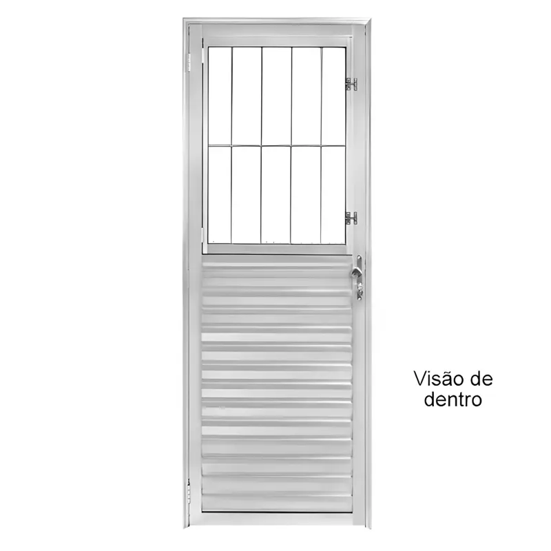 Porta de Alumínio Brilhante de Entrada Social CMC Esquadrias Linha Mo - 1