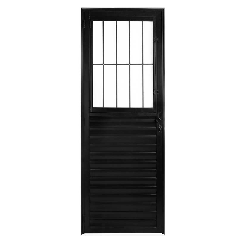 Porta de Alumínio Preto de Entrada Social CMC Esquadrias Linha Modula - 1
