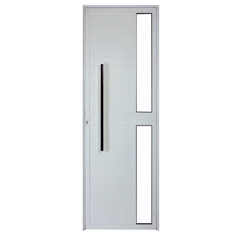 Porta Lambril de Alumínio Branco Com Vidro e Puxador CMC Esquadrias L - 0