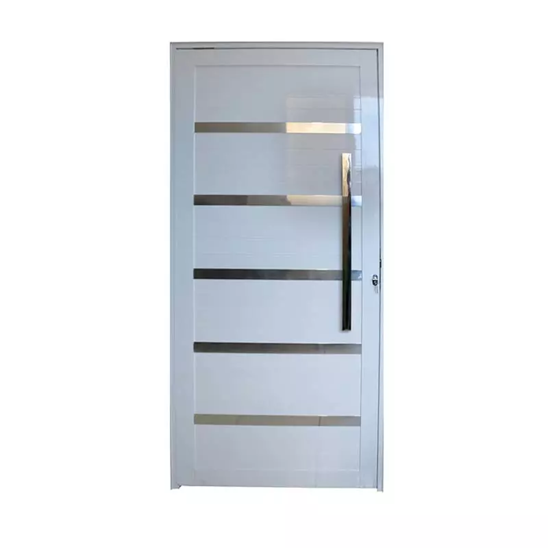 Porta Pivotante de Alumínio Branco Com Friso e Puxador CMC Esquadrias - 1