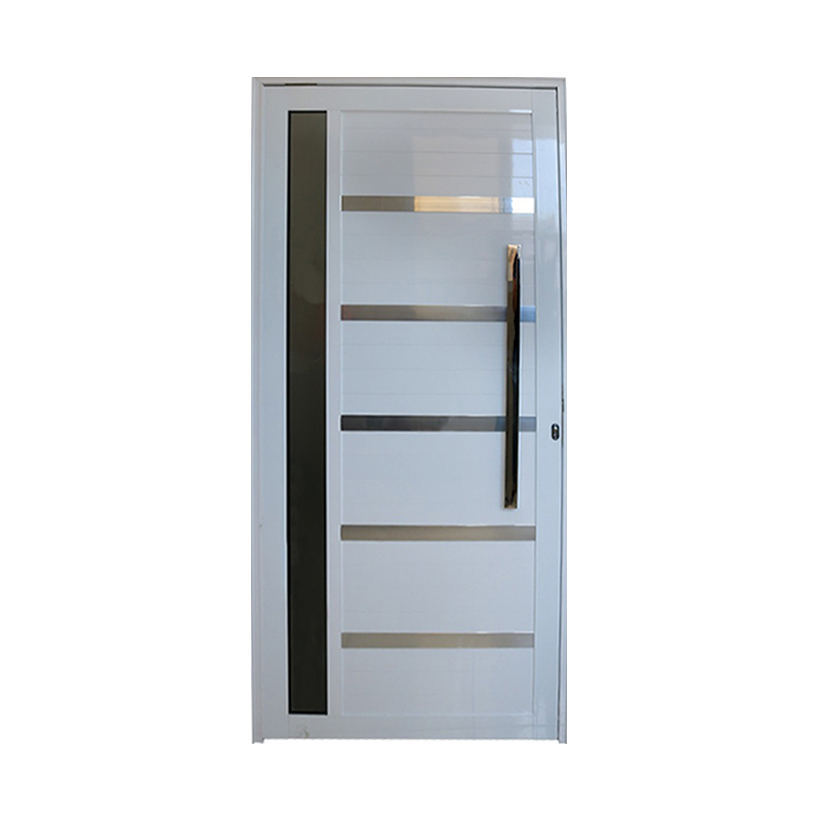 Porta Pivotante de Alumínio Branco Com Vidro e Puxador CMC Esquadrias - 1