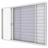 Janela de Alumínio Branco Veneziana de Correr 3 Folhas Móveis Sem Grade CMC Esquadrias Linha Harmony