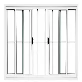 Janela de Alumínio Branco Vitro de Correr 4 Folhas Com Grade CMC Esquadrias Linha Modular