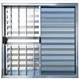 Janela de Alumínio Brilhante Veneziana de Correr 3 Folhas Com Grade CMC Esquadrias Linha Modular