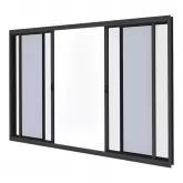 Janela de Alumínio Preto Vitro de Correr 4 Folhas Sem Grade CMC Esquadrias Linha Harmony