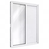 Porta Balcão de Correr com Veneziana de Alumínio Branco 3 Folhas Móveis CMC Esquadrias Linha Classic