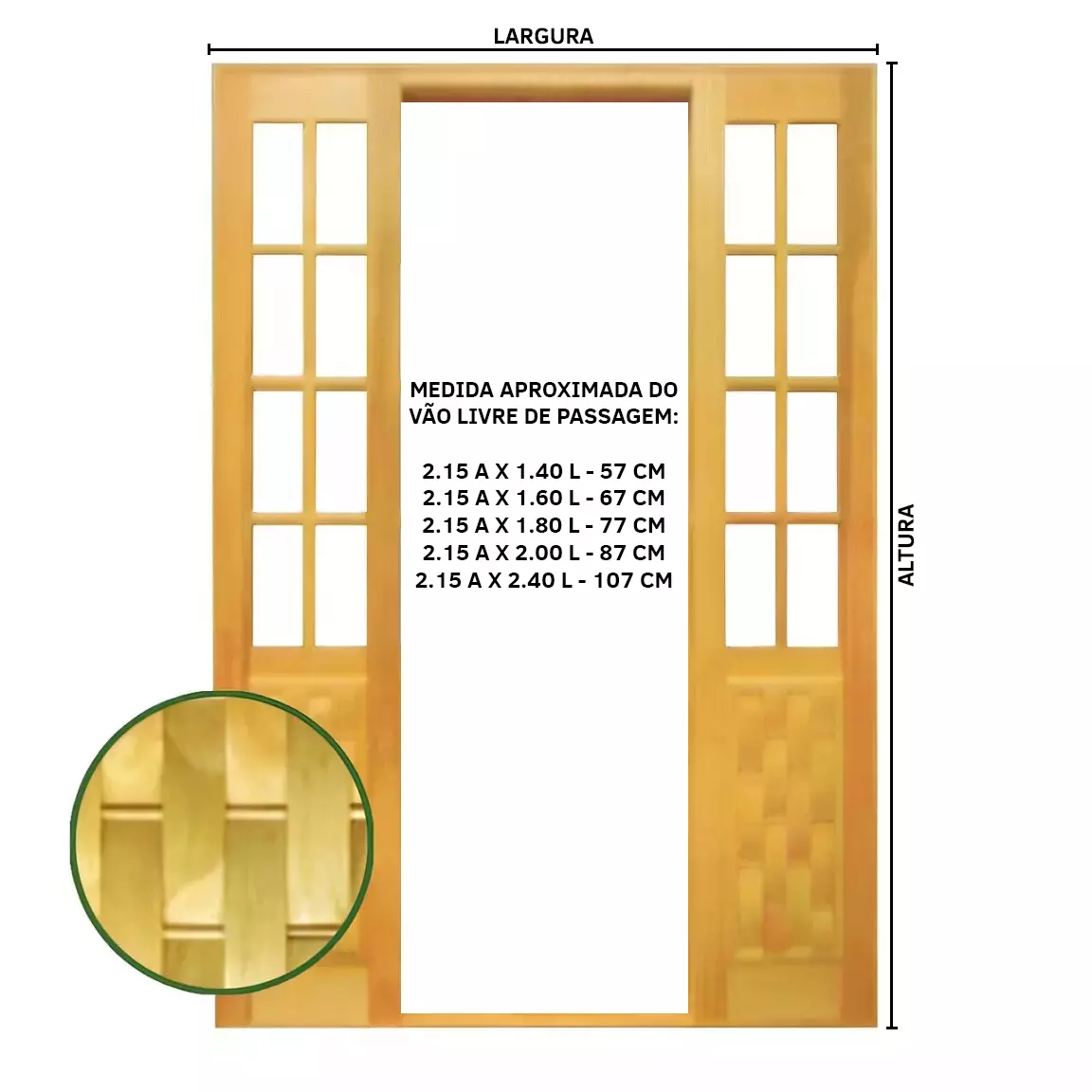 Porta Balcão de Correr de Madeira Eucalipto Meia Almofada Couro Reto - 1