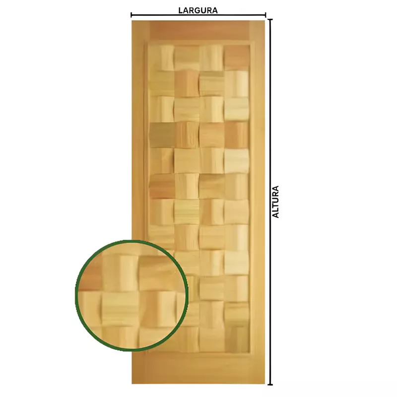 Folha de Porta de Madeira Maciça Bico Diamante de Eucalipto Cometa Esq - 1
