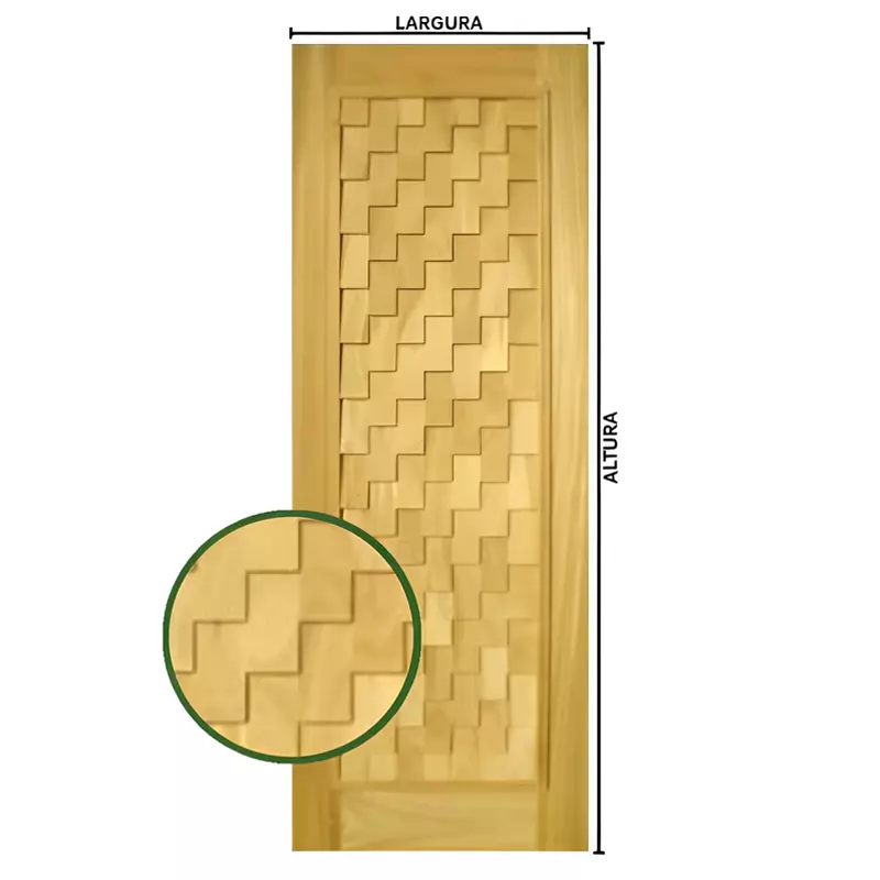 Folha de Porta de Madeira Maciça Tetris de Eucalipto Cometa Esquadrias - 1